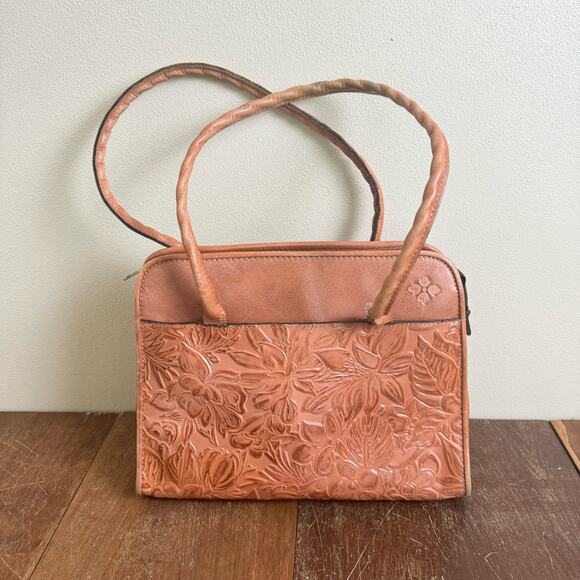 Patricia Nash VINTAGE Tooled leather tan Shoulder bag Purse & Scarf DAMAGED READ - Picture 2 of 16